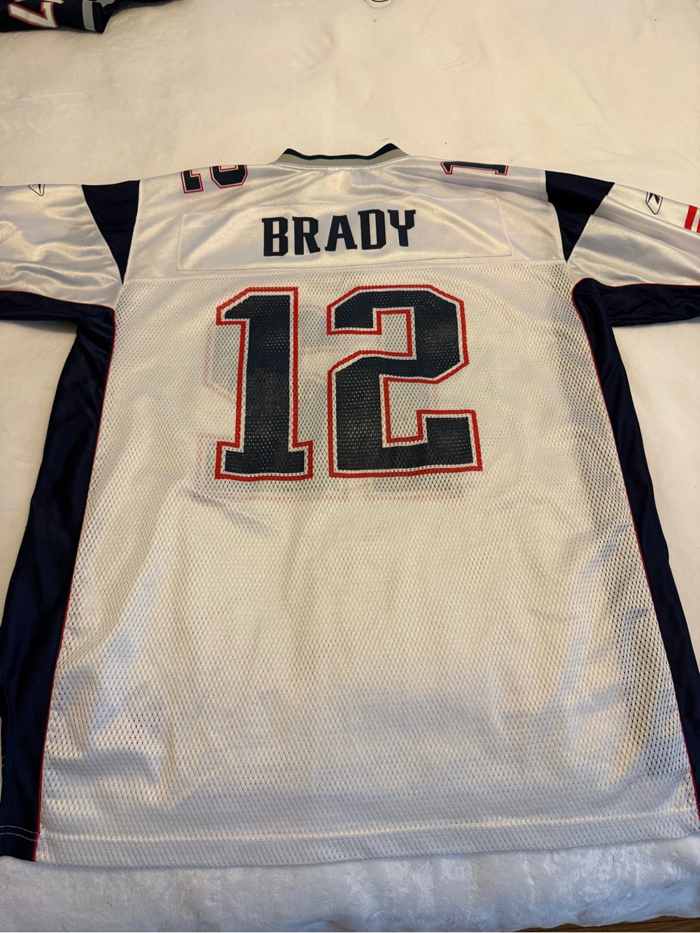 Reebok White Football Jersey with Blue and Red Trim - XL